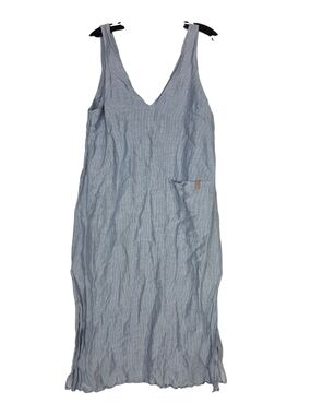 lunya Linen Silk & Cotton blend V neck Striped Loungewear Minimalist Midi Dress